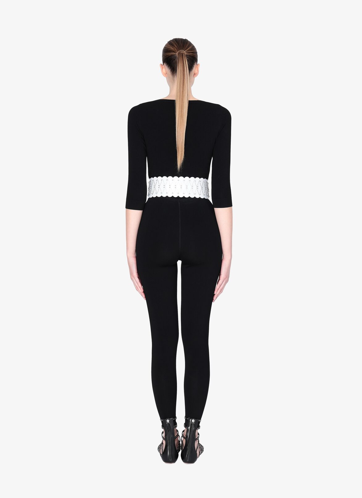 BELT C.LUX PETALE CUIR+RIVET OPTICAL WHITE ALAÏA WHITE  BELT C.LUX PETALE CUIR+RIVET OPTICAL WHITE